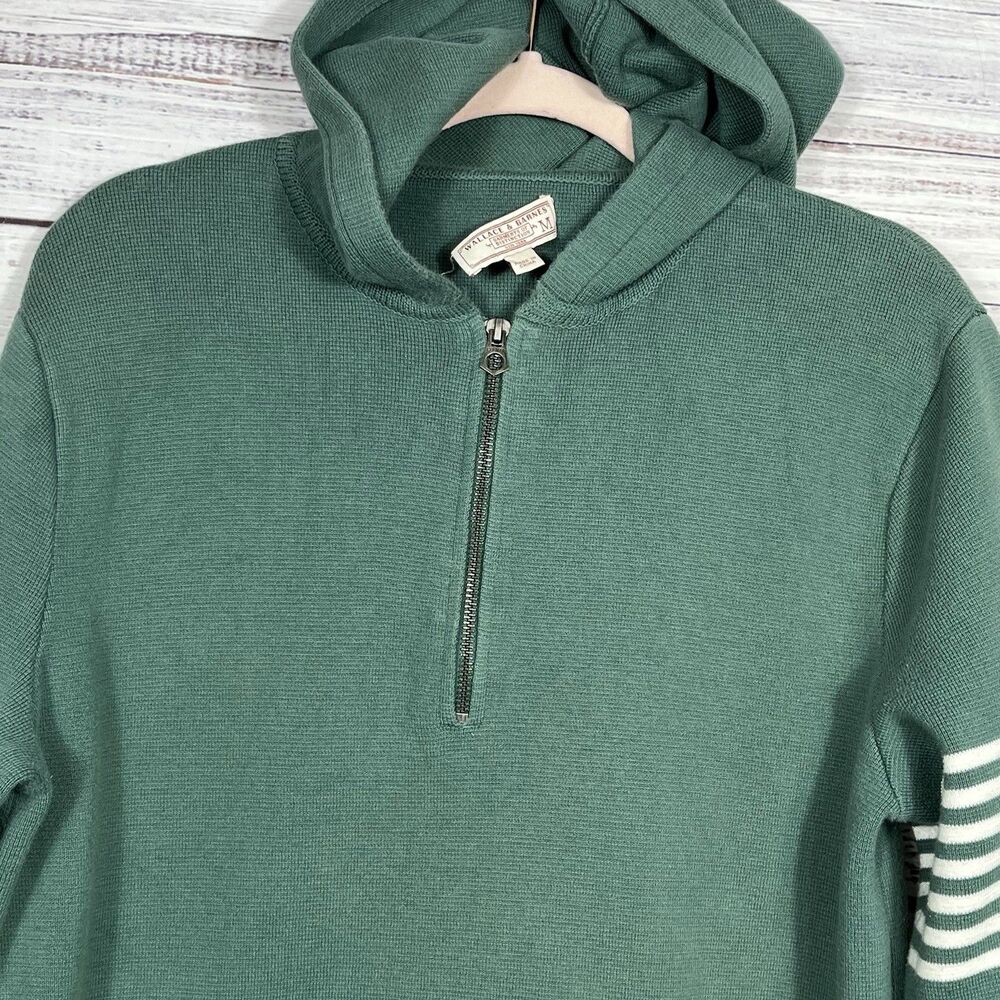 Wallace & Barnes J. Crew Hoodie Med 1/2 Zip Heavy Cotton Pullover Sweater Flaw